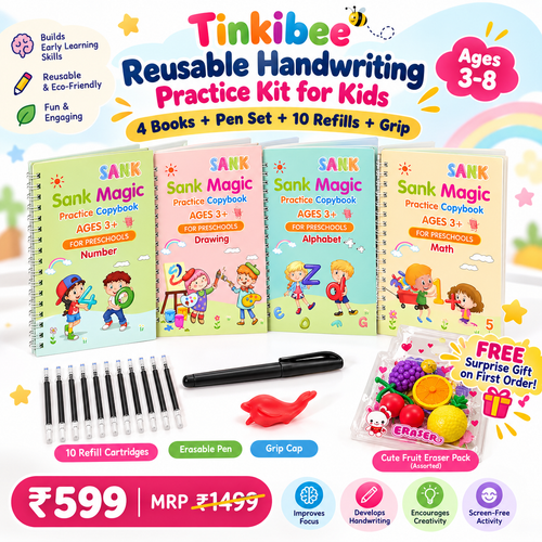 Tinkibee reusable handwriting practice kit for kids