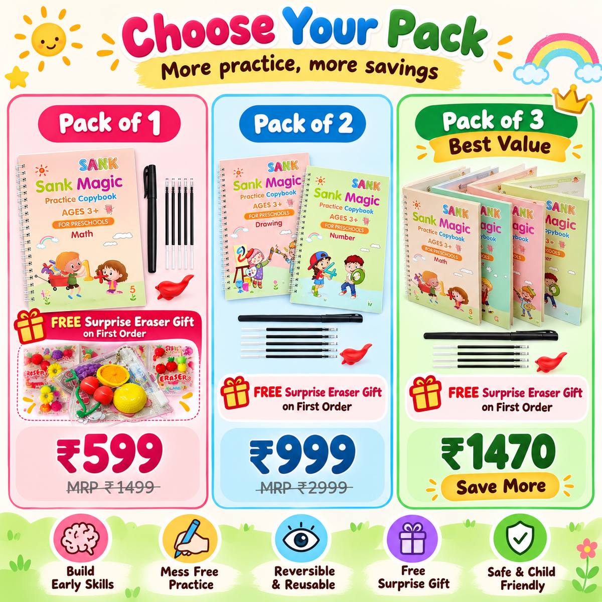 Tinkibee handwriting practice kit pack options