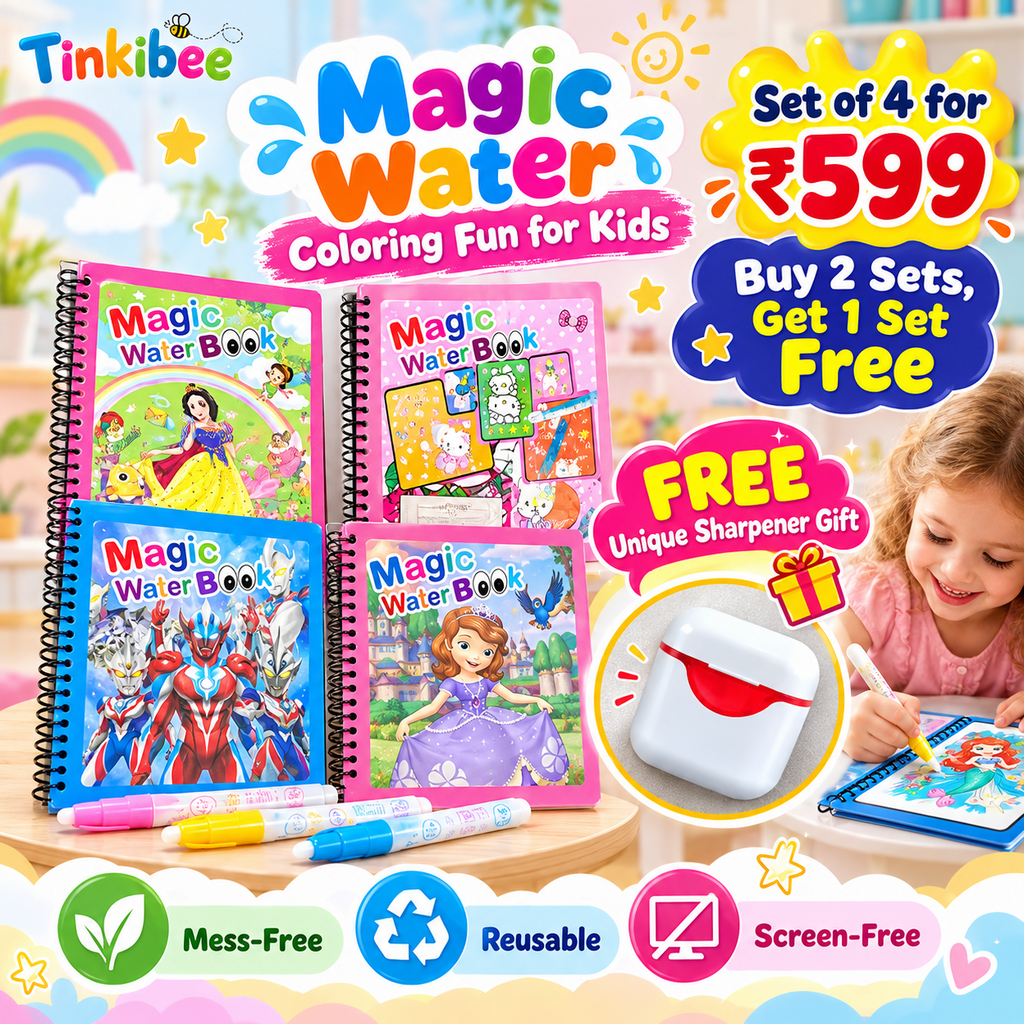 Tinkibee magic water colouring books with free sharpener gift